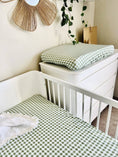 Load image into Gallery viewer, Mini & Me Cot Sheet Forest Gingham