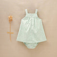 Load image into Gallery viewer, Green Baby Girl's Dress with Flowers with Bow and Panties