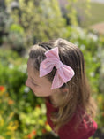 Load image into Gallery viewer, Mini & Me Velvet Fable Bow Headband Pink