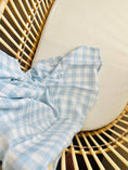 Load image into Gallery viewer, Mini & Me Bamboo Muslin Wrap Blue Gingham