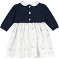 Load image into Gallery viewer, Cerys Navy Girls Floral Dress with Tights