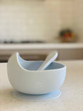 Load image into Gallery viewer, Mini & Me Wave Bowl & Spoon Ice Blue