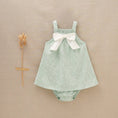 Load image into Gallery viewer, Green Baby Girl's Dress with Flowers with Bow and Panties