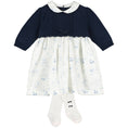 Load image into Gallery viewer, Cerys Navy Girls Floral Dress with Tights
