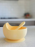 Load image into Gallery viewer, Mini & Me Wave Bowl & Spoon Custard
