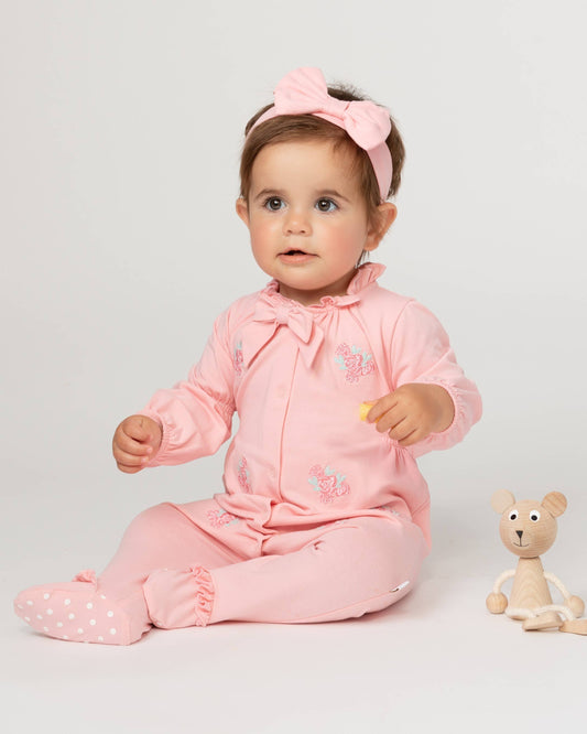 Summer Garden Babygrow with Headband PINK