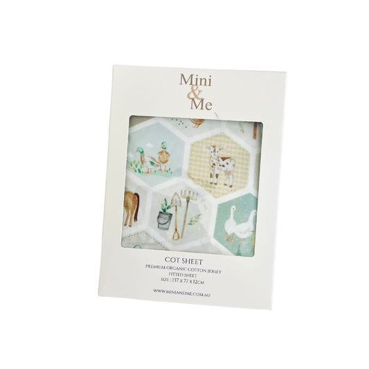 Mini & Me Organic Cotton Fitted Cot Sheet Patchwork Farm