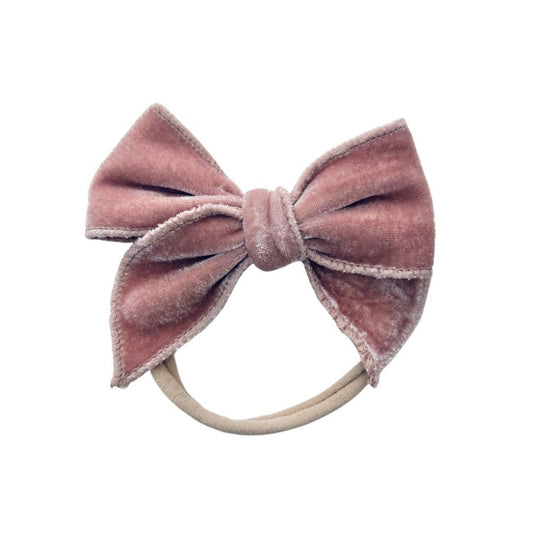 Mini & Me Velvet Fable Bow Headband Rose