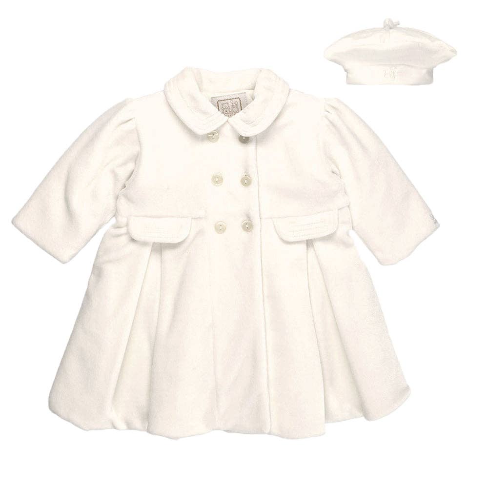 Rosanna Ivory Velour Girls Coat & Hat Set