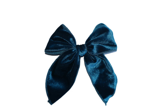 Betty Bow Hair Clip - Silver Blue