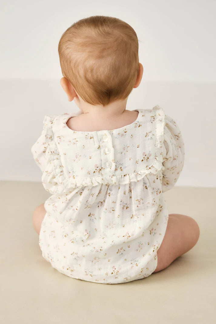 Organic Cotton Muslin Frances Playsuit - Nina Watercolour Floral