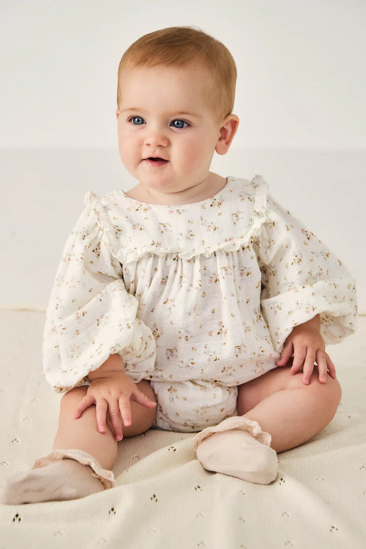 Organic Cotton Muslin Frances Playsuit - Nina Watercolour Floral