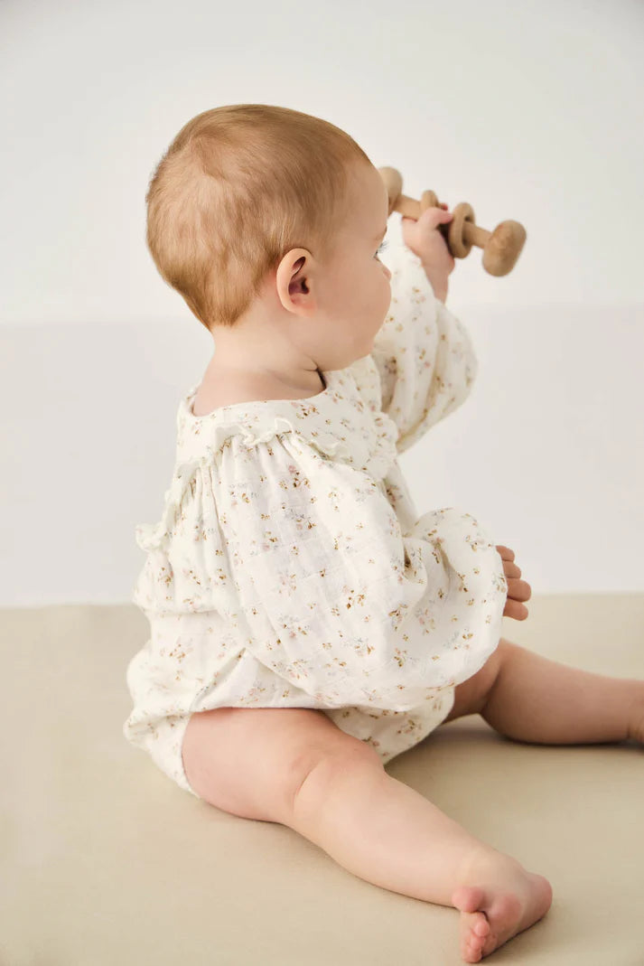 Organic Cotton Muslin Frances Playsuit - Nina Watercolour Floral