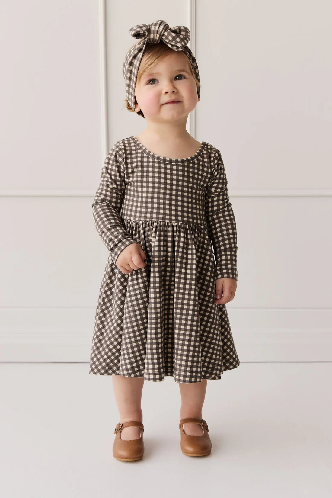 Organic Cotton Tallulah Dress - Mini Gingham Bistre