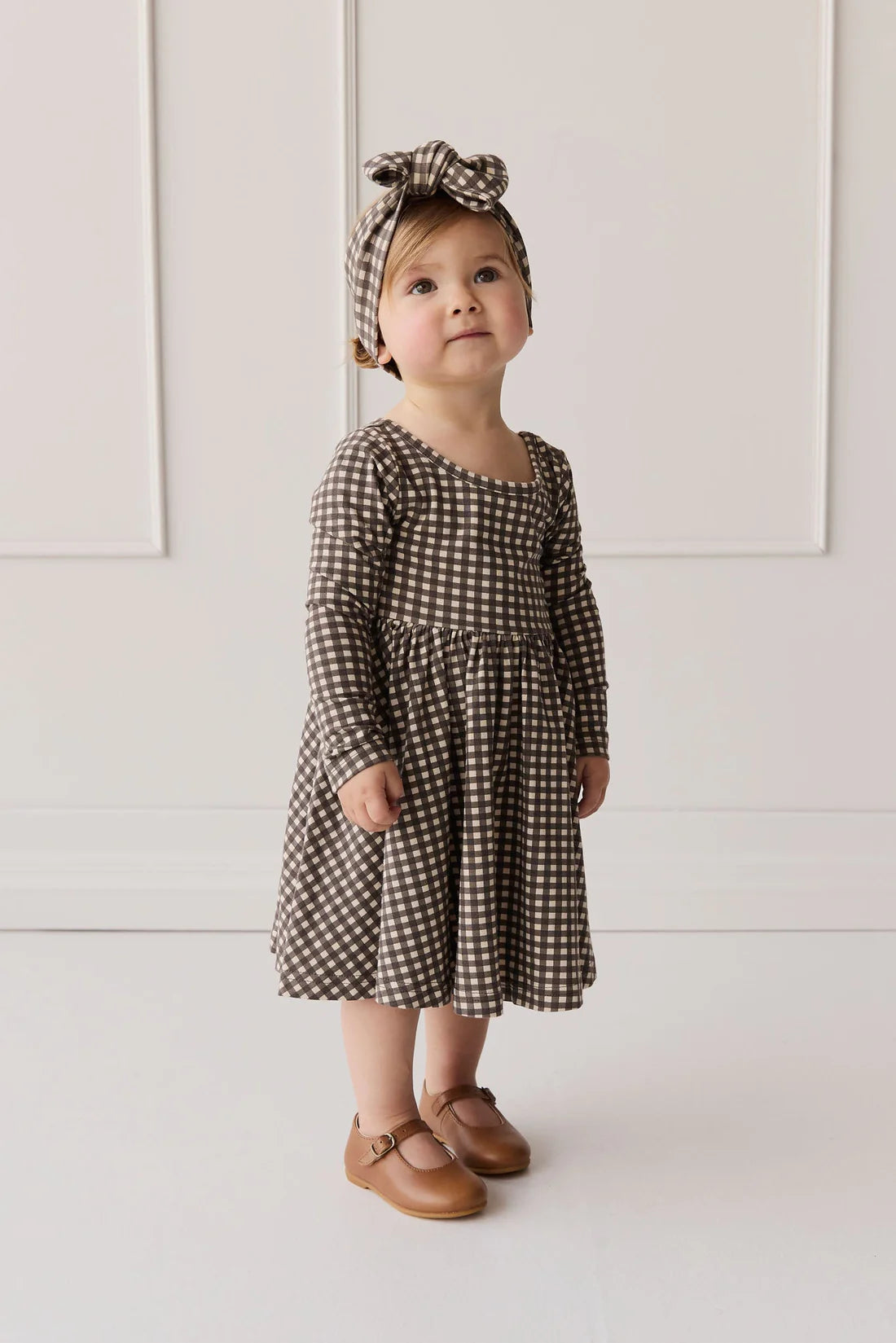 Organic Cotton Tallulah Dress - Mini Gingham Bistre