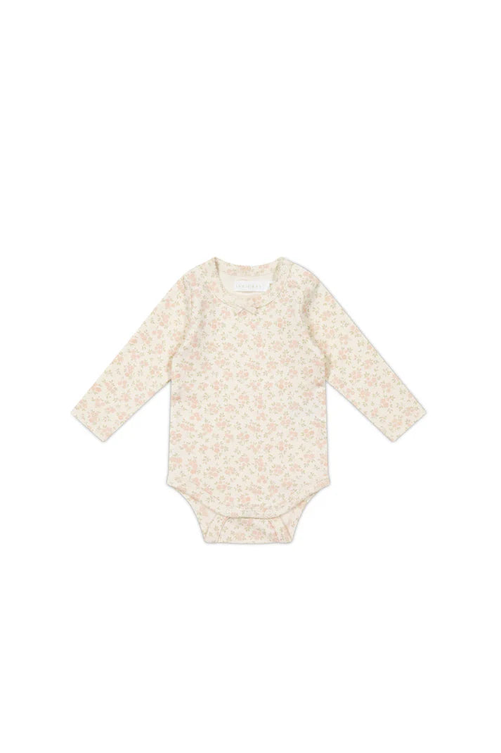 Organic Cotton Long Sleeve Bodysuit - Rosalie Floral Mauve