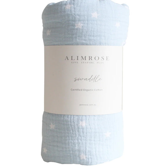 Muslin Swaddle Starry Night Baby Blue