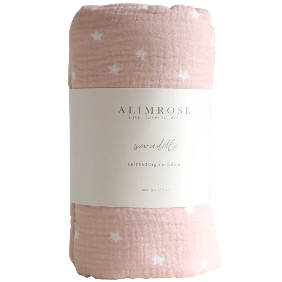 Muslin Swaddle Starry Night Pink