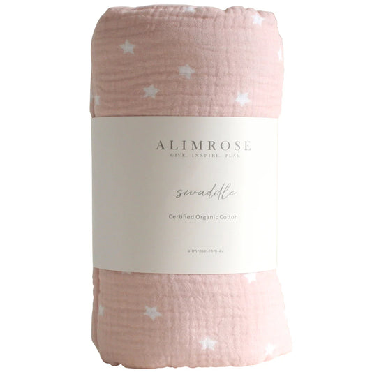 Muslin Swaddle Starry Night Pink