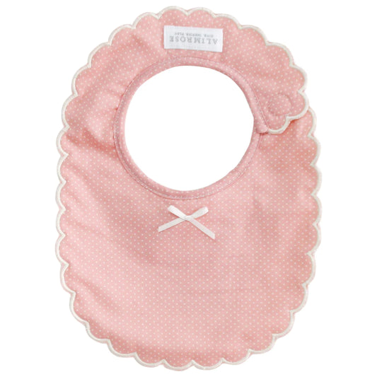 Scallop Edge Bib Pink with Ivory Spot