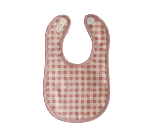 Bib Linen Check Rose