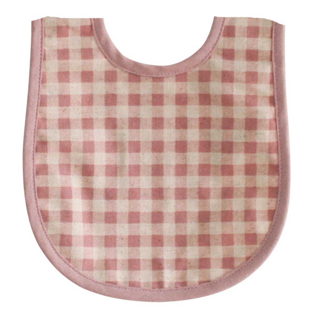 Bib Linen Check Rose - Mimi et Lion