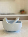 Load image into Gallery viewer, Mini & Me Wave Bowl & Spoon Ice Blue
