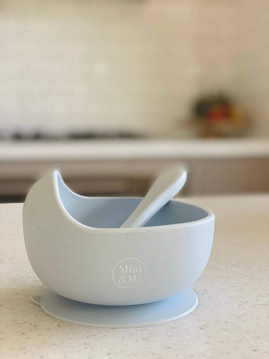 Mini & Me Wave Bowl & Spoon Ice Blue