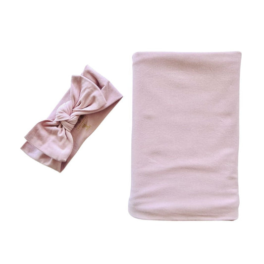 Mini & Me Organic Jersey Baby Wrap Set Blush - Mimi et Lion