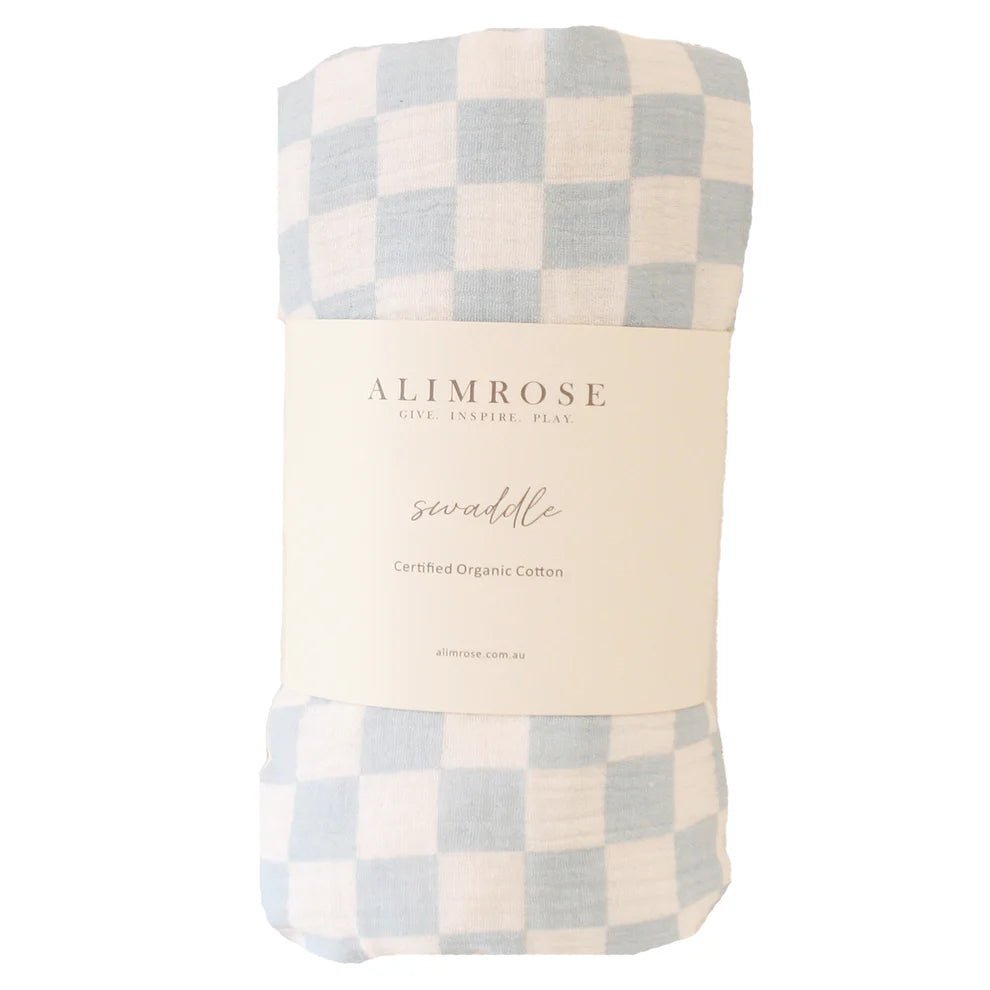 Muslin Swaddle Blue Check - Mimi et Lion