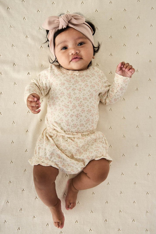 Organic Cotton Long Sleeve Bodysuit - Rosalie Floral Mauve - Mimi et Lion