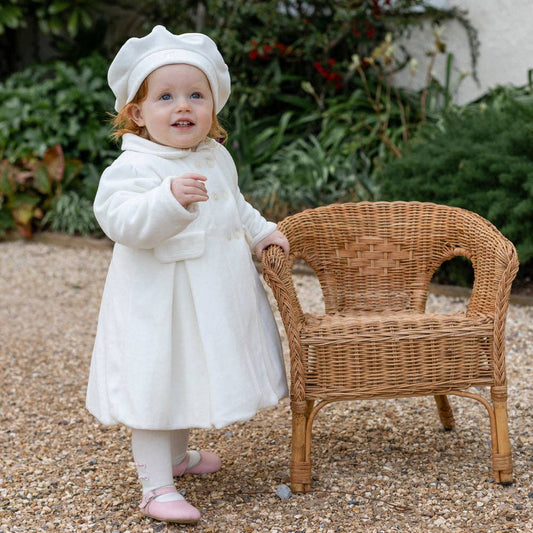 Rosanna Ivory Velour Girls Coat & Hat Set