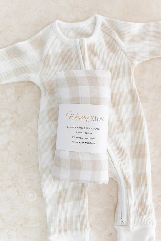 Cotton & Bamboo Swaddle - Gingham